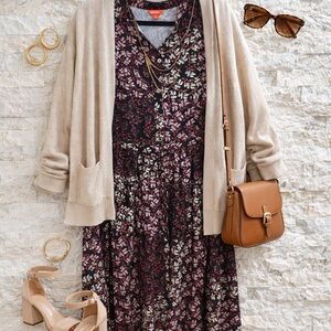 Joe Fresh Burgundy Floral Midi Dress size 1 X
Excellent condition